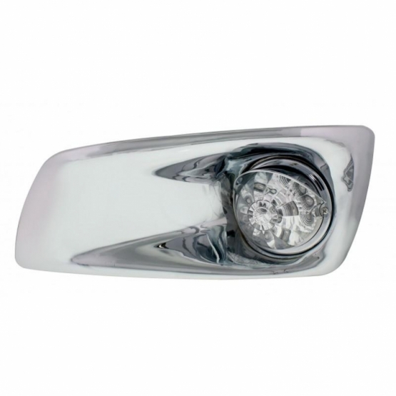 Fog Light Cover With Amber LED Reflector Watermelon Light & Visor For 2007-17 KW T660- Driver -Clear
