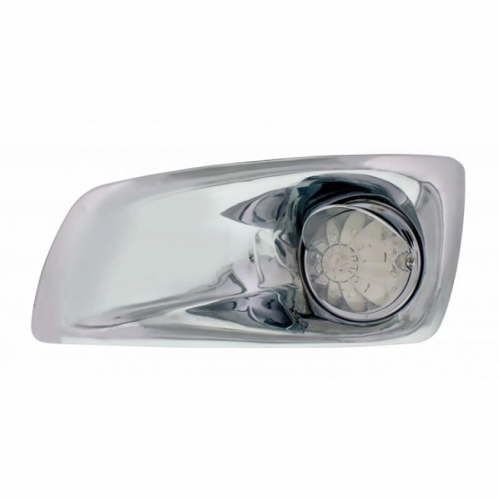 Fog Light Cover With Amber LED Hi/Lo Watermelon Light & Visor For 2007-17 KW T660- Driver -Clear Len