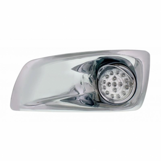 Fog Light Cover With Amber LED Hi/Lo Clear Style Reflector Light & Visor For 2007-17 KW T660- Driver