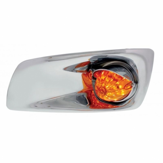 Fog Light Cover With 19 LED Watermelon Light & Visor For 2007-17 KW T660 (Driver) - Amber LED/ Amber