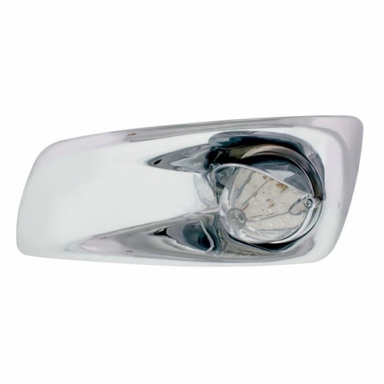 Fog Light Cover With 19 LED Watermelon Light & Visor For 2007-17 KW T660 (Driver) - Amber LED/ Clear