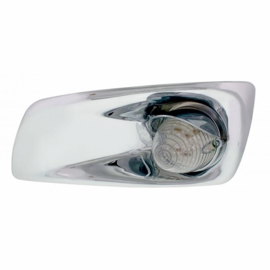 Fog Light Cover With 19 LED Beehive Light & Visor For 2007-17 KW T660 (Driver) - Amber LED/ Clear Le