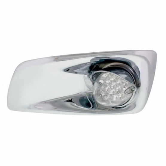Fog Light Cover With 19 LED Reflector Light & Visor For 2007-17 KW T660 (Driver) - Amber LED/ Clear