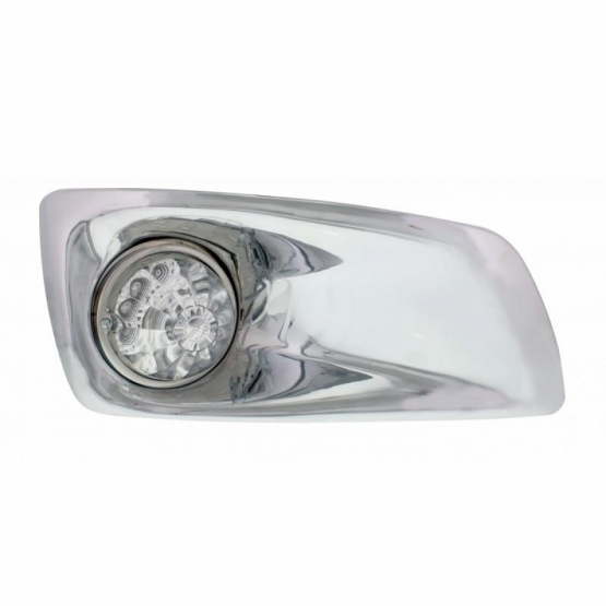 Fog Light Cover With 17 Amber LED Reflector Watermelon Lights For 2007-17 KW T660- Passenger -Clear