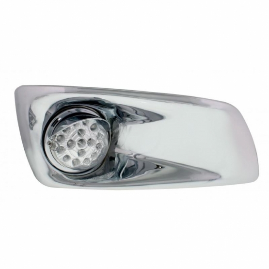 Fog Light Cover With 17 Amber LED Clear Style Reflector Light & Visor For 2007-17 KW T660- Passenger