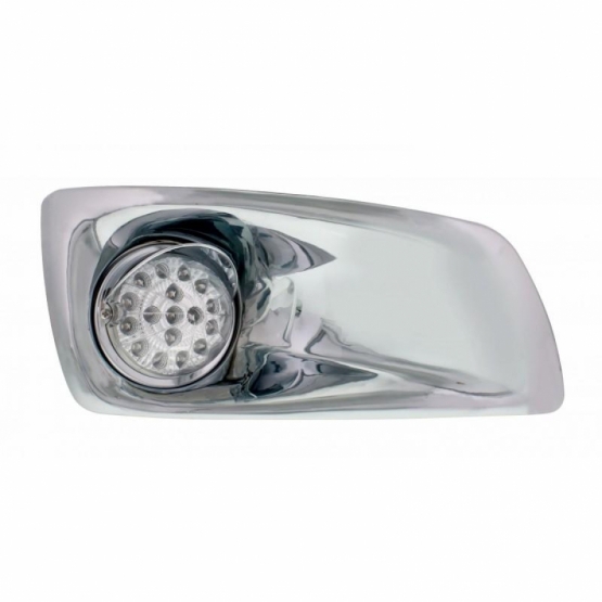 Fog Light Cover With 17 Amber LED Hi/Lo Reflector Light & Visor For 2007-17 KW T660- Passenger-Clear