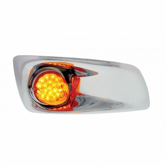 Fog Light Cover With 19 LED Reflector Light For 2007-2017 KW T660 (Passenger) - Amber LED/ Amber Len