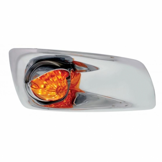 Fog Light Cover With 19 LED Watermelon Light & Visor For 2007-17 KW T660 (Passenger) - Amber LED/ Am
