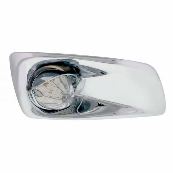 Fog Light Cover With 19 LED Watermelon Light & Visor For 2007-17 KW T660 (Passenger) - Amber LED/ Cl