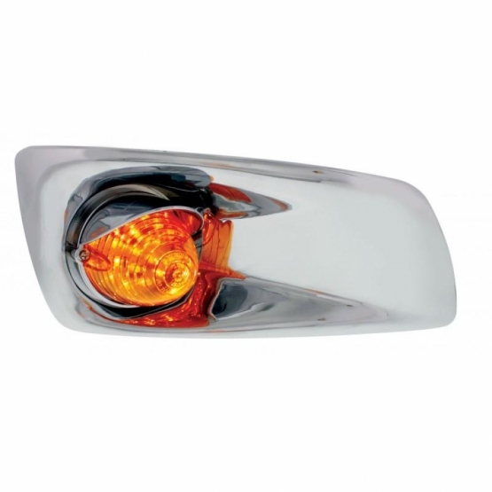 Fog Light Cover With 19 LED Beehive Light & Visor For 2007-17 KW T660 (Passenger) - Amber LED/ Amber