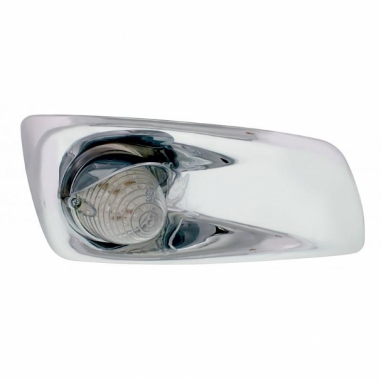 Fog Light Cover With 19 LED Beehive Light & Visor For 2007-17 KW T660 (Passenger) - Amber LED/ Clear