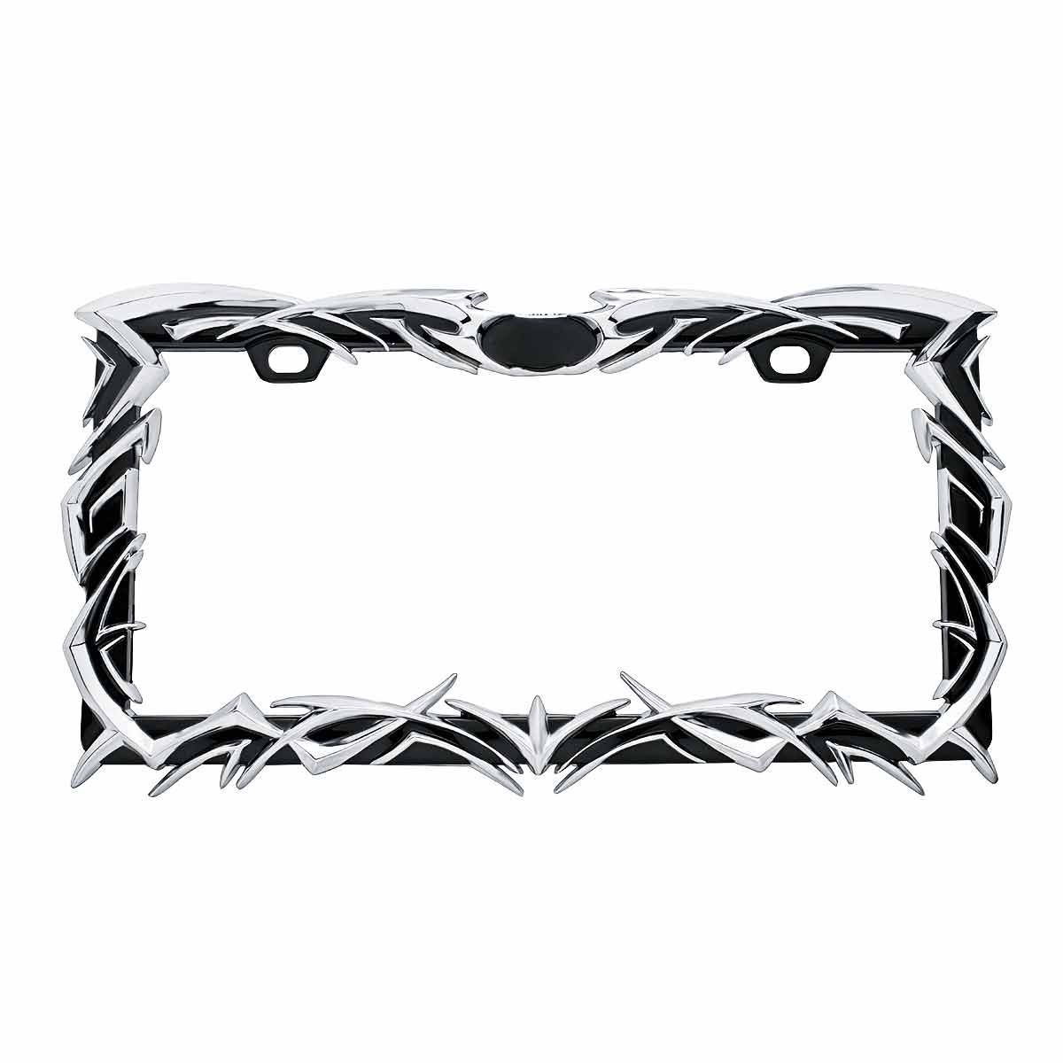 Tribal Flame License Plate Frame - Chrome