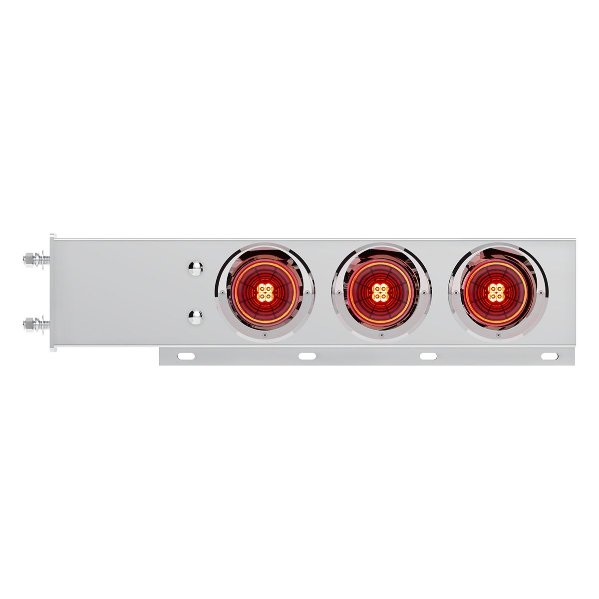 3-3/4" Bolt Pattern SS Spring Loaded Bar With 6X 4" 13 LED Abyss Lights & Visors - Red LED/Red Lens