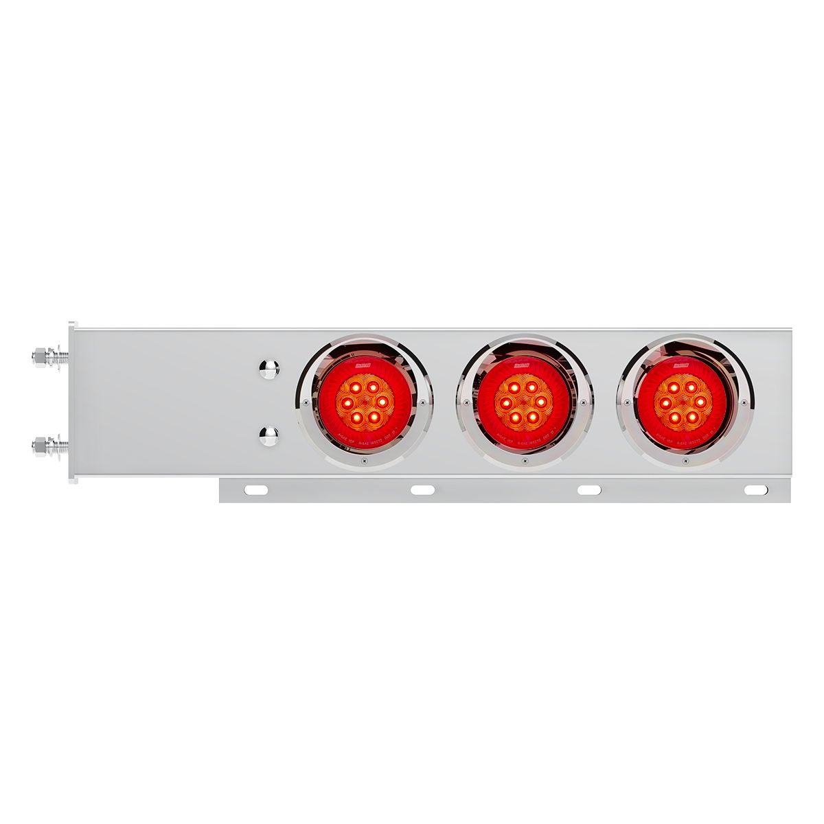 3-3/4" Bolt Pattern SS Spring Loaded Bar With 6X 4" 16 LED Turbine Lights & Visors - Red LED/Red Len