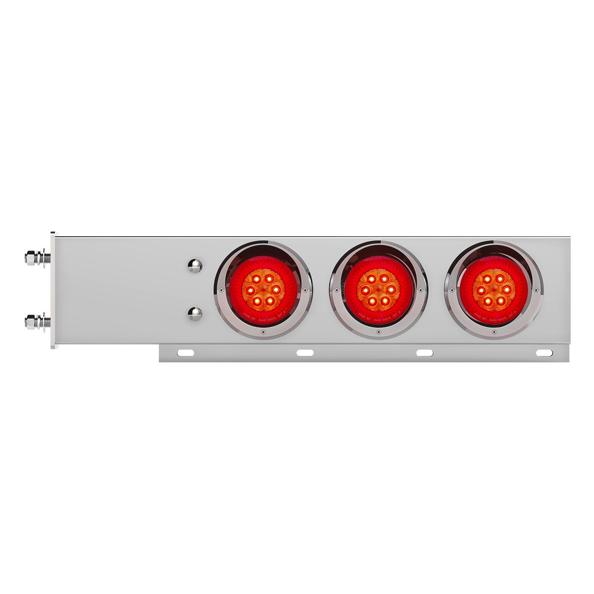 3-3/4" Bolt Pattern Chrome Spring Loaded Bar With 6X 4" 16 Red LED Turbine Lights & Visors - Red Len