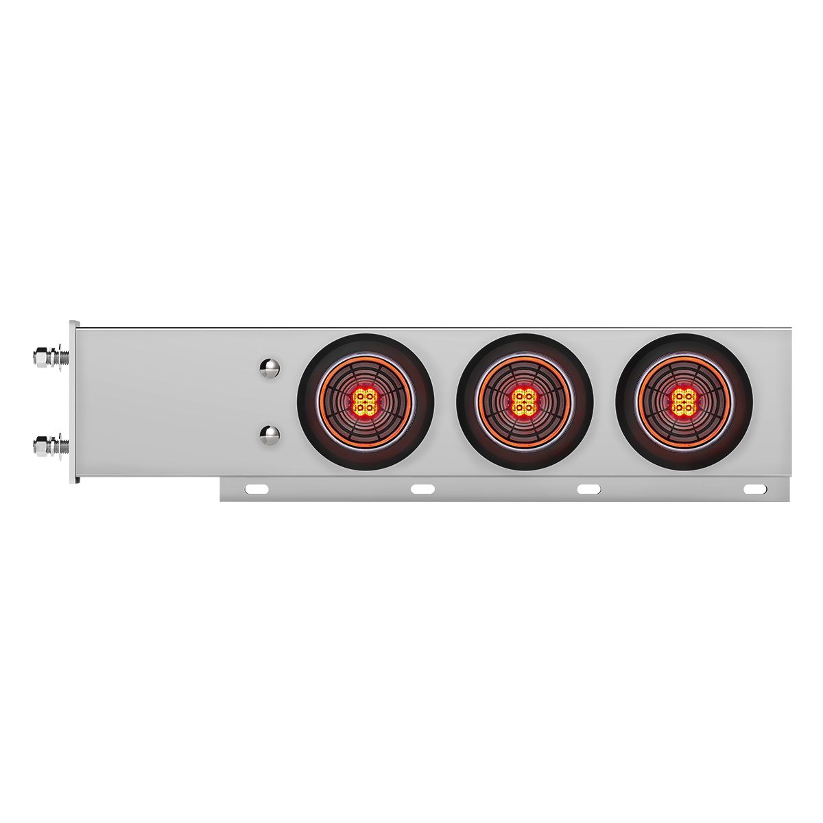 3-3/4" Bolt Pattern Chrome Spring Loaded Bar With 6X 4" 13 Red LED Abyss Lights - Clear Lens (Pair)