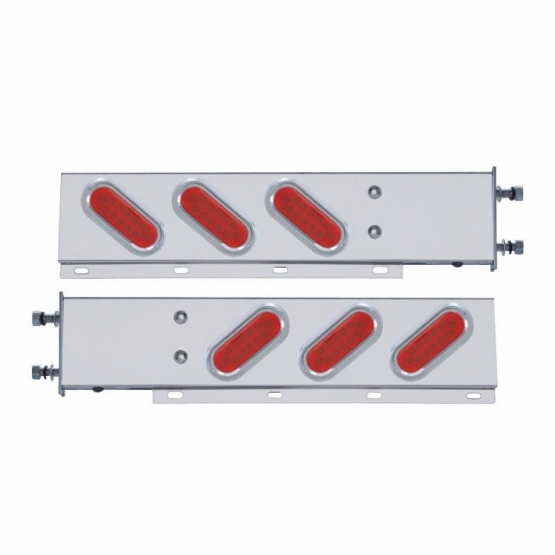 3-3/4" Bolt Pattern Stainless Spring Loaded Light Bar With 6 Oval 12 LED Lights (Pair)