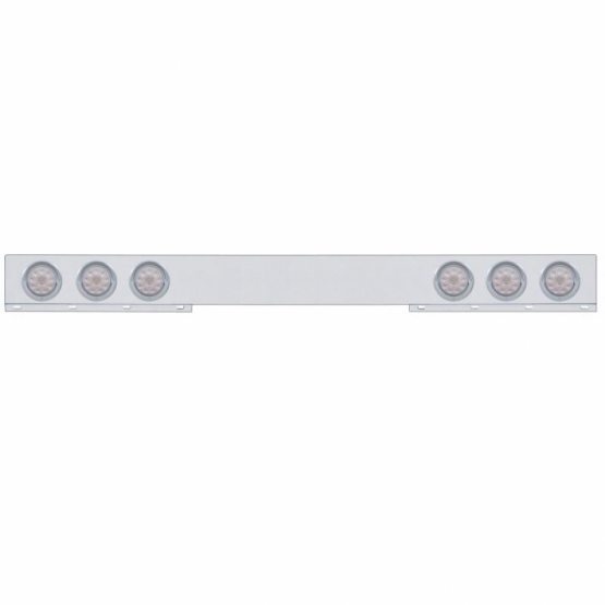Stainless 1 Piece Rear Light Bar With 6X 10 LED 4" Lights & Visors - Red LED/Clear Lens