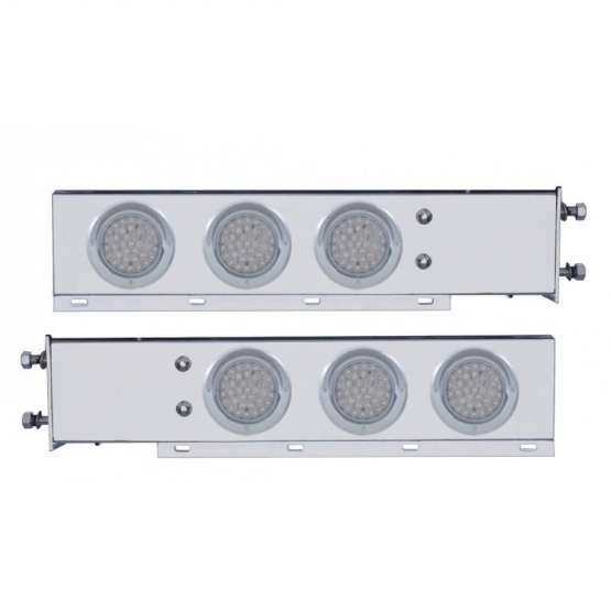 3-3/4" Bolt Pattern Deluxe SS Spring Loaded Bar W/6X 36 LED 4" Light & Visors -Red LED/Clear Lens (P