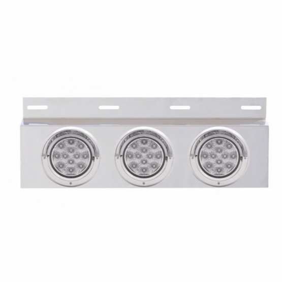 Stainless Top Mud Flap Plate With 3X 12 LED 4" Lights & Visors - Red LED/Clear Lens (Each)