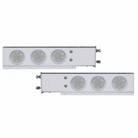 3-3/4" Bolt Pattern Deluxe SS Spring Loaded Bar W/6X 7 Red LED 4" Reflector Light & Visors -Clear Le