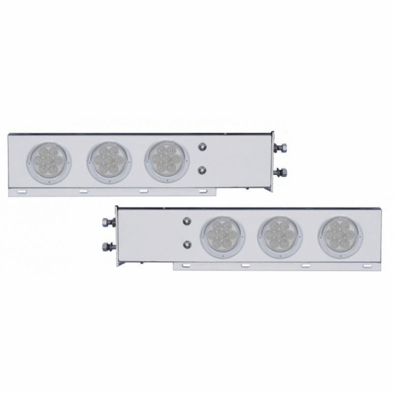 2-1/2" Bolt Pattern Chrome Spring Loaded Bar With 6X 4" 7 LED Lights & Visors -Red LED/Clear Lens (P