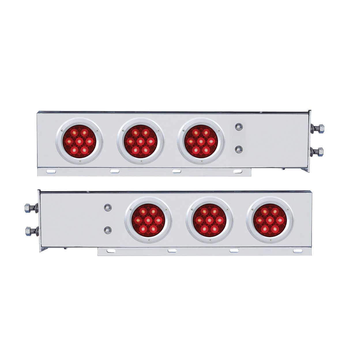 2-1/2" Bolt Pattern Spring Loaded Rear Bar With 6X Competition Series 7 Red LED 4" Light -Red Lens (