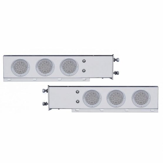 3-3/4" Bolt Pattern SS Spring Loaded Bar With 6X 36 LED 4" Lights & Visors -Red LED/Clear Lens (Pair