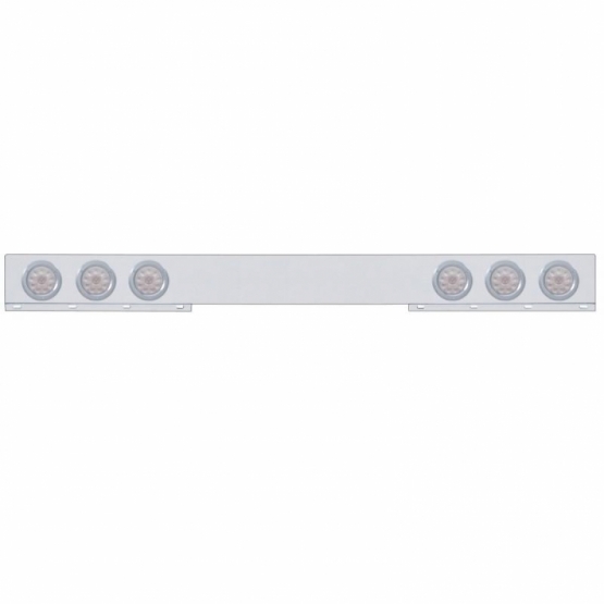 Chrome 1 Piece Rear Light Bar With Six 10 LED 4" Lights & Bezels - Red LED/Clear Lens
