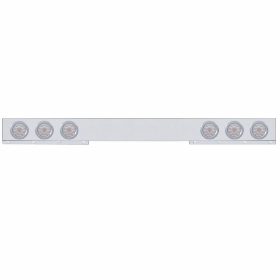 Stainless 1 Piece Rear Light Bar With 6X 10 LED 4" Lights & Bezels - Red LED/Clear Lens