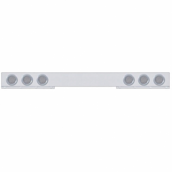 Chrome 1 Piece Rear Light Bar With Six 36 LED 4" Lights & Bezels - Red LED/Clear Lens