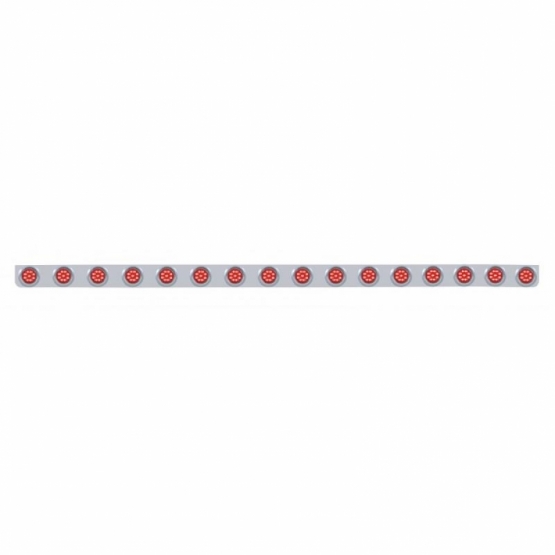 79-1/2" Stainless Bumper Light Bracket With 16X 9 LED 2" Lights & Visors - Red LED/Red Lens