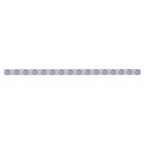 79-1/2" SS Bumper Light Bracket With 16X 7 LED 2" Reflector Lights & Visors -Amber LED/Clear Lens