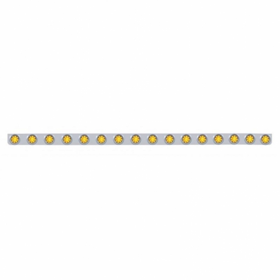 79-1/2" SS Bumper Light Bracket With 16X 9 LED 2" Beehive Lights & Visors -Amber LED & Lens