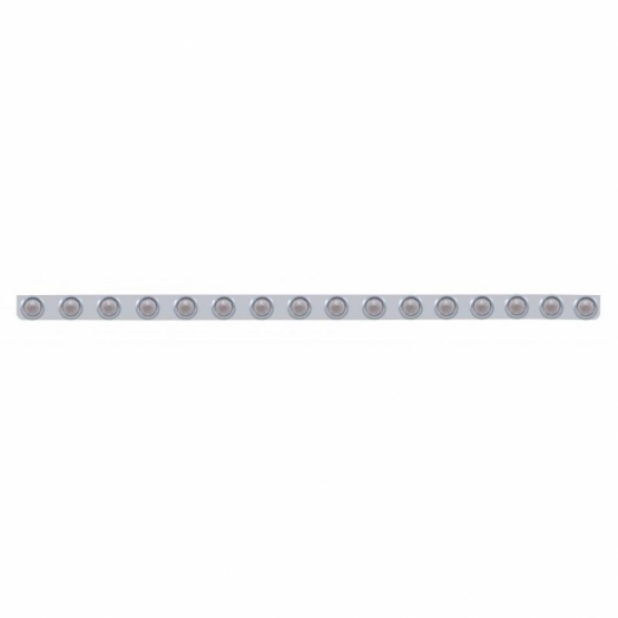 79-1/2" SS Bumper Light Bracket With 16X 9 LED 2" Beehive Lights & Visors -Amber LED/Clear Lens