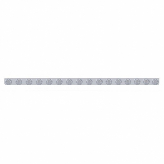 79-1/2" Stainless Bumper Light Bracket With 16X 9 LED 2" Lights & Bezels - Amber LED/Clear Lens