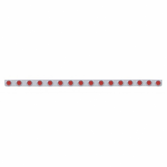 79-1/2" Stainless Bumper Light Bracket With 16X 9 LED 2" Lights & Bezels - Red LED/Red Lens