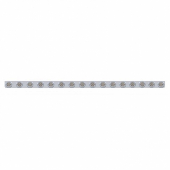 79-1/2" SS Bumper Light Bracket With 16X 9 LED 2" Reflector Lights & Bezels -Amber LED/Clear Lens