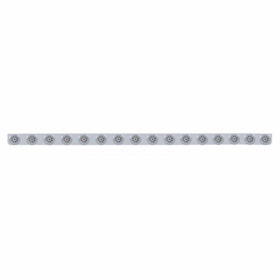 79-1/2" SS Bumper Light Bracket With 16X 9 LED 2" Reflector Lights & Bezels -Red LED/Clear Lens