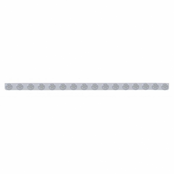 79-1/2" SS Bumper Light Bracket With 16X 7 LED 2" Reflector Lights & Bezels -Red LED/Clear Lens