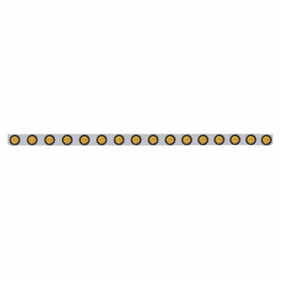 79-1/2" Stainless Bumper Light Bracket With 16X 9 LED 2" Light & Grommets - Amber LED/Amber Lens