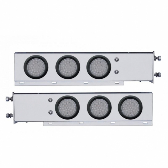 3-3/4" Bolt Pattern Deluxe SS Spring Loaded Bar W/6X 36 LED 4" Light -Red LED/Clear Lens (Pair)