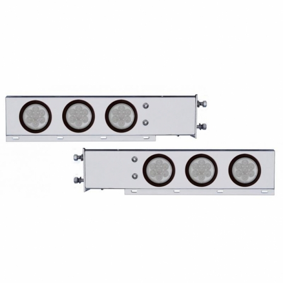 3-3/4" Bolt Pattern Deluxe SS Spring Loaded Bar W/6X 7 Red LED 4" Reflector Light -Clear Lens (Pair)