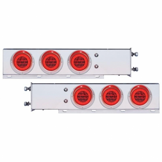 3-3/4" Bolt Pattern SS Spring Loaded Bar With 6X 21 LED 4" GloLight & Visors -Red LED & Lens (Pair)