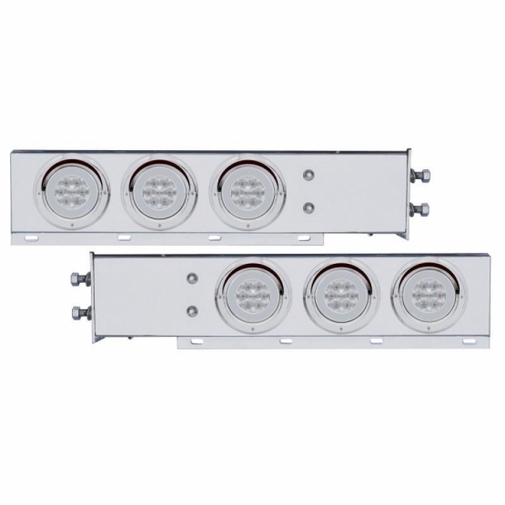 2-1/2" Bolt Pattern SS Spring Loaded Bar With 6X 21 LED 4" GloLight & Visors -Red LED/Clear Lens (Pa