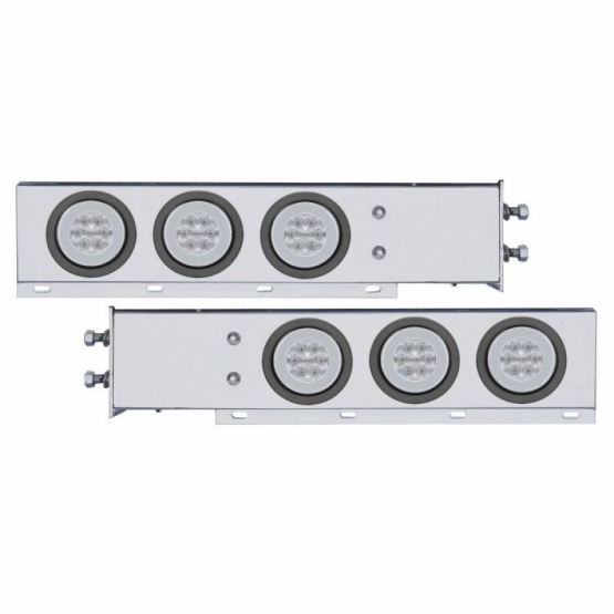 2-1/2" Bolt Pattern SS Spring Loaded Bar With 6X 21 LED 4" GloLight -Red LED/Clear Lens (Pair)