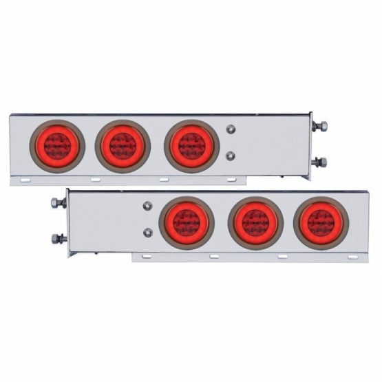 3-3/4" Bolt Pattern CR Spring Loaded Rear Bar W/6X 21 Red LED 4" GloLight & Grommet - Red Lens (Pair