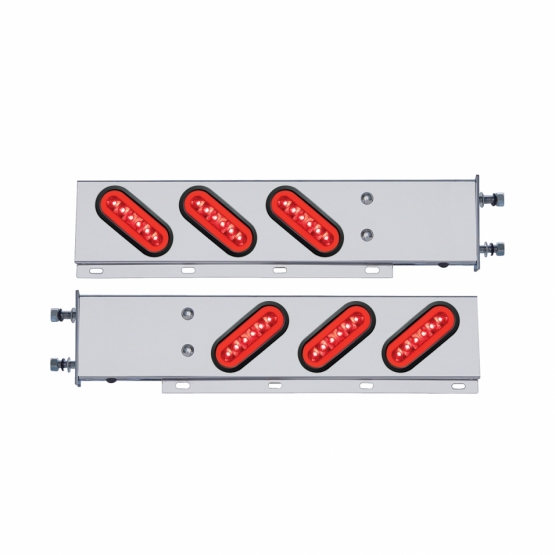 3-3/4" Bolt Pattern SS Spring Loaded Bar With 6X 22 Red LED 6" Oval GloLight & Grommet -Red Lens (Pa