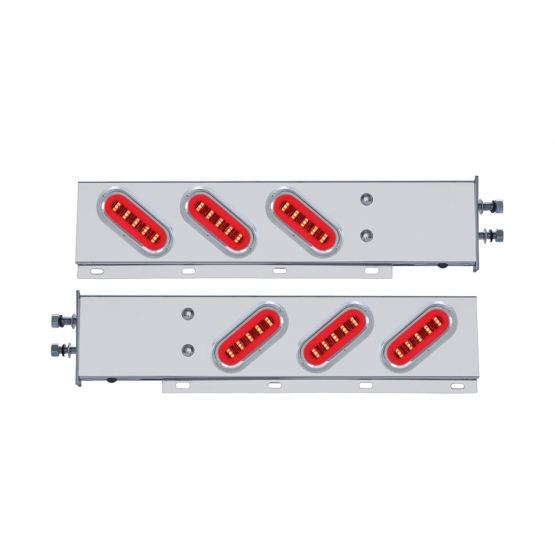 2-1/2" Bolt Pattern SS Spring Loaded Bar With 6X 22 Red LED 6" Oval GloLight & Visor -Clear Lens (Pa