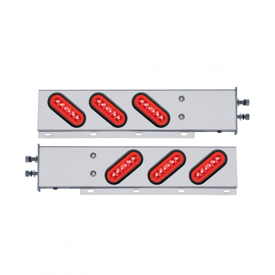 2-1/2" Bolt Pattern SS Spring Loaded Bar With 6X 22 Red LED 6" Oval GloLight & Grommet -Red Lens (Pa